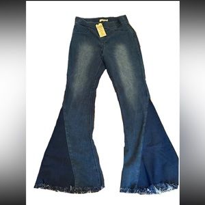 Southern Fried Chics Jeans Size XL Super Flare Stretch Women's Denim Royal Blue